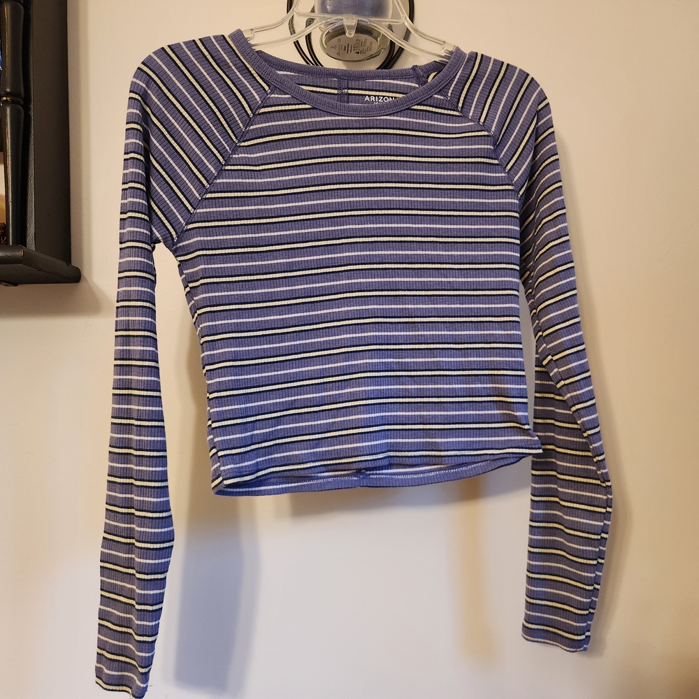 Arizona Jean Company Purple Striped Long Sleeve Tee Juniors Large